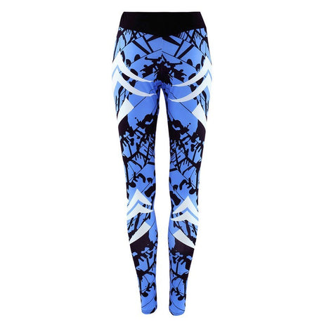 Women's Blue Printed Yoga Pants