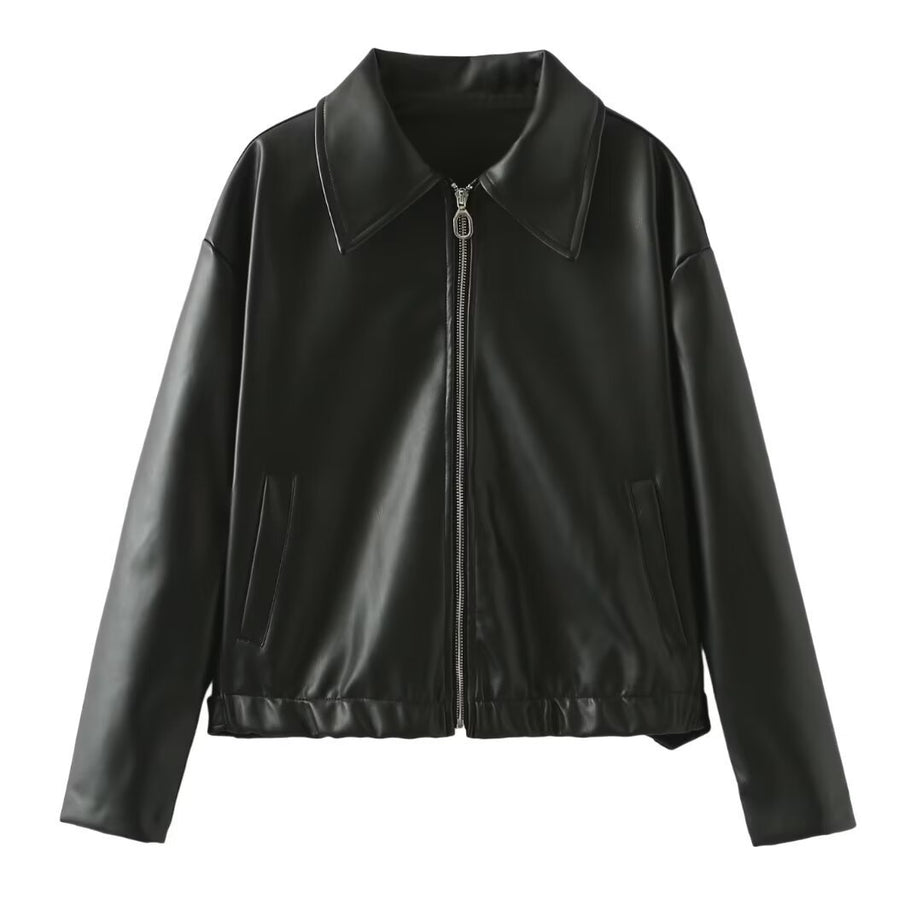 Leather Zipper Jacket for Women